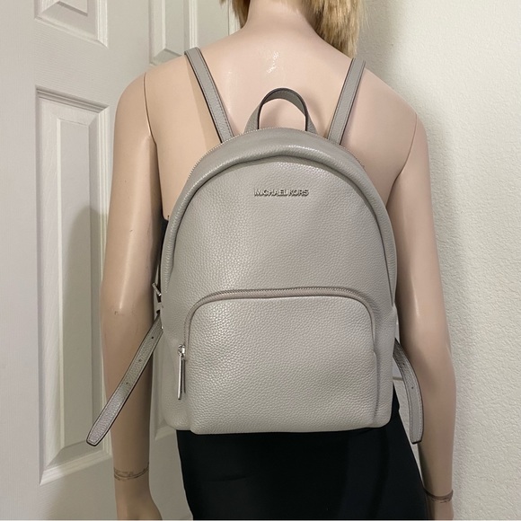 MICHAEL Michael Kors “Erin” Pearl Gray Pebbled Leather Medium Backpack - Picture 2 of 16